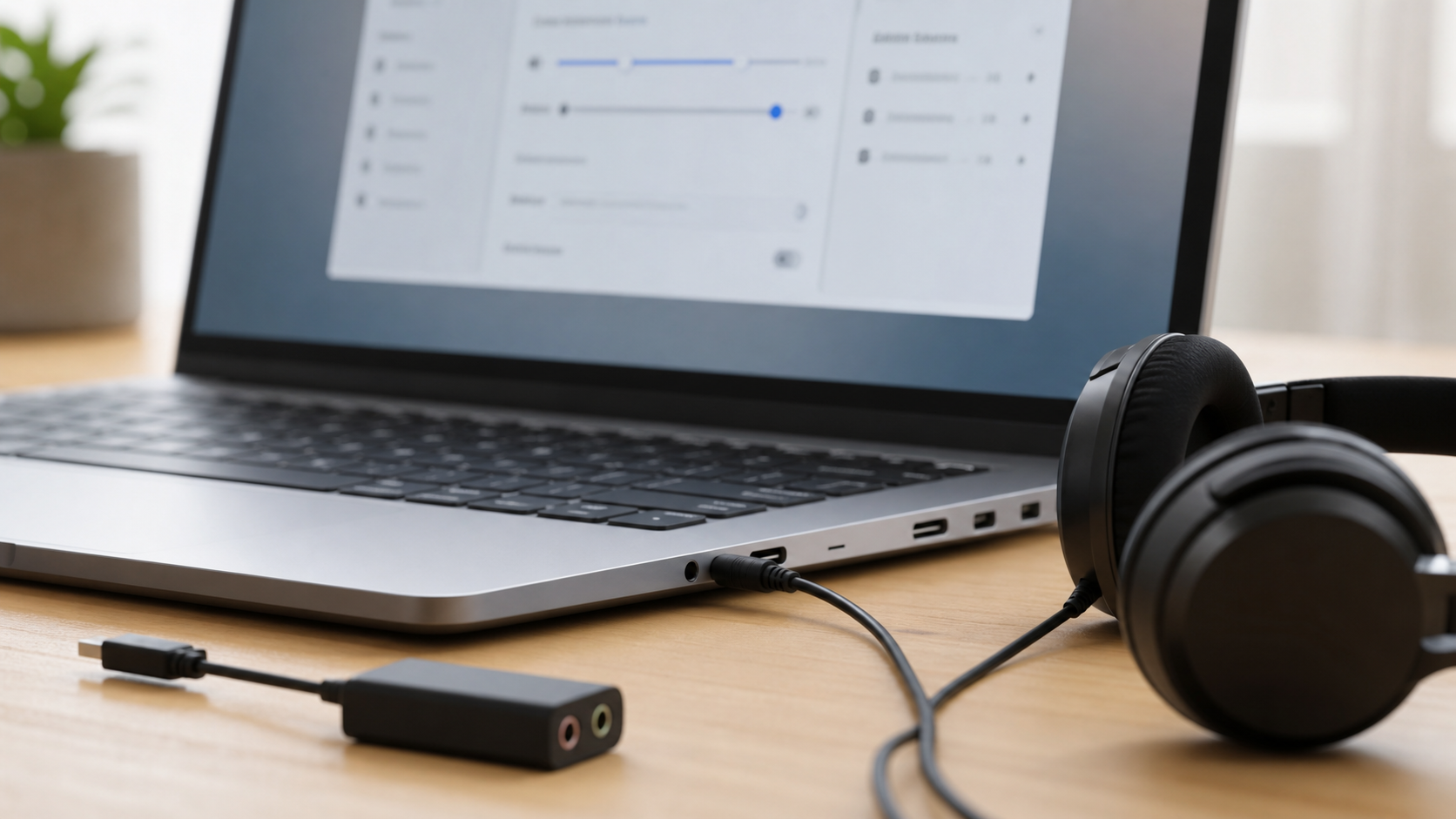 Audioanschluss und Kopfhörer am Laptop prüfen