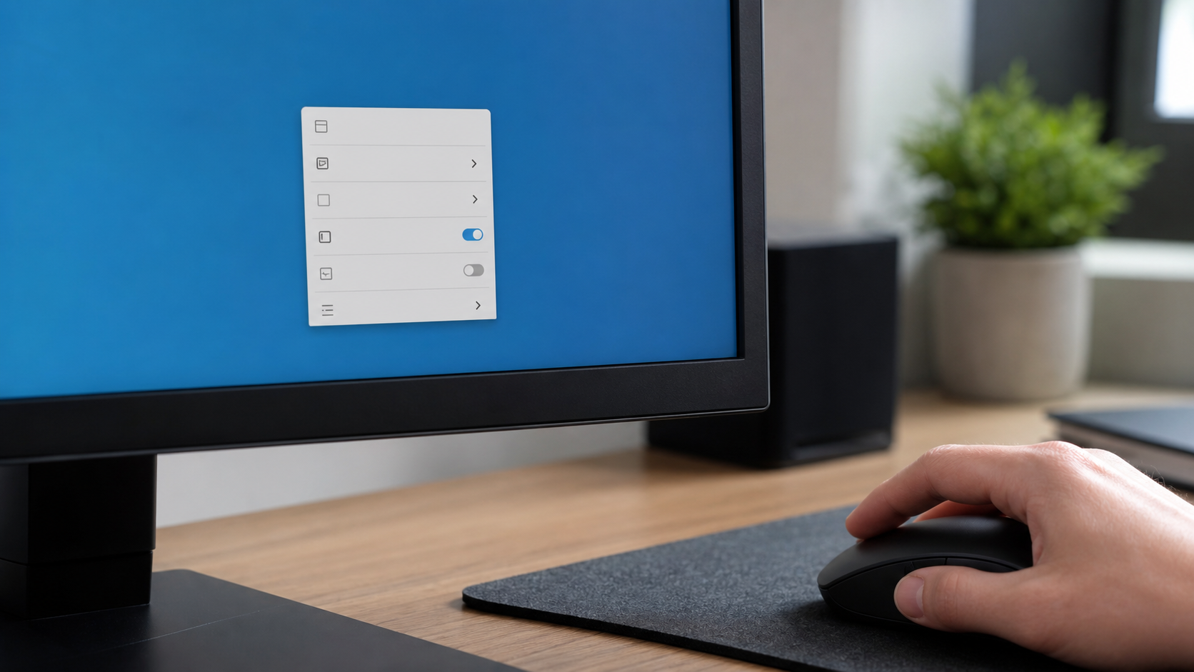 Kontextmenü auf einem leeren Windows-Desktop zur Prüfung der Symbolanzeige