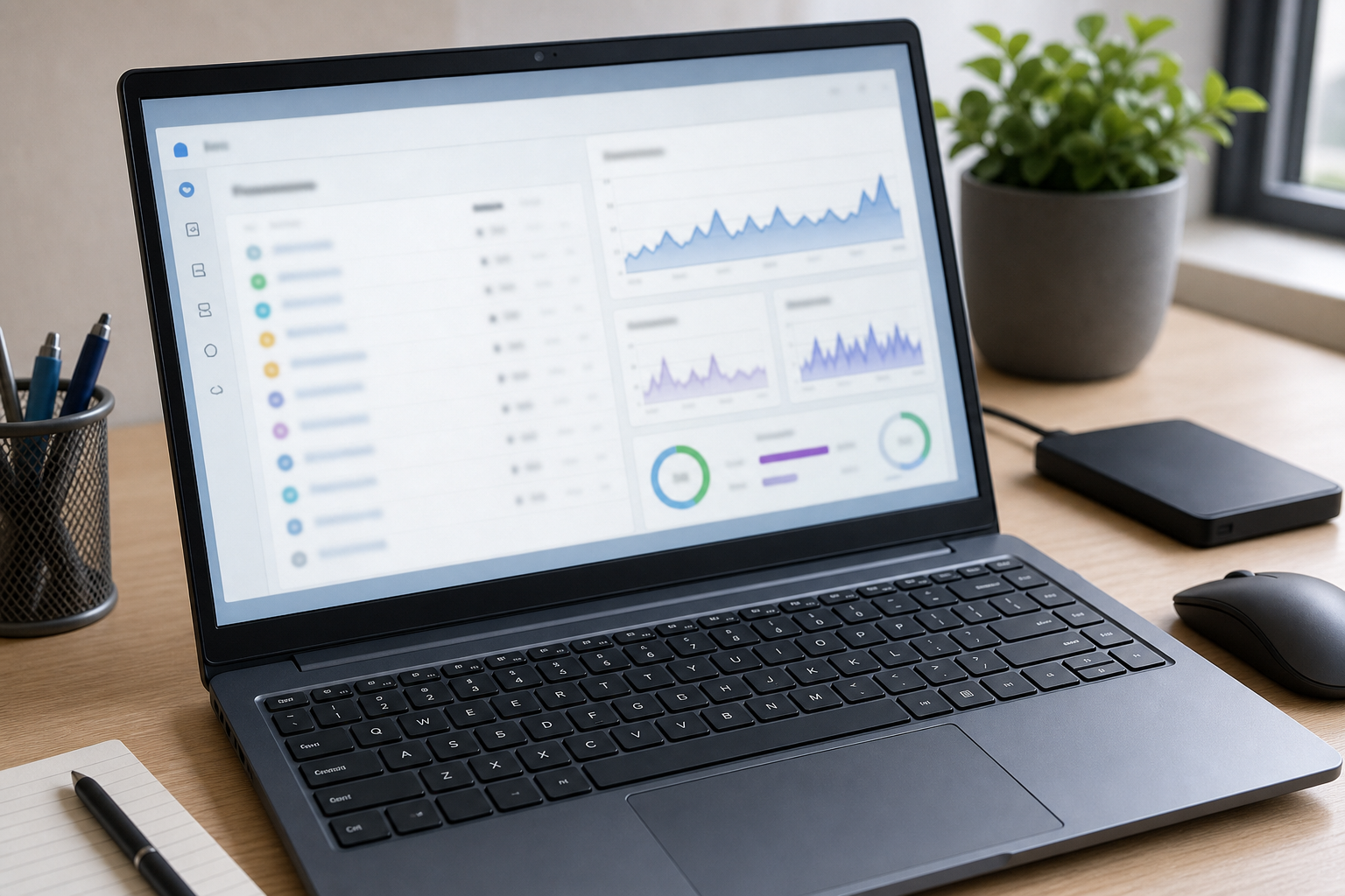 Leistungsdiagnose auf einem Laptop ohne erkennbare Person