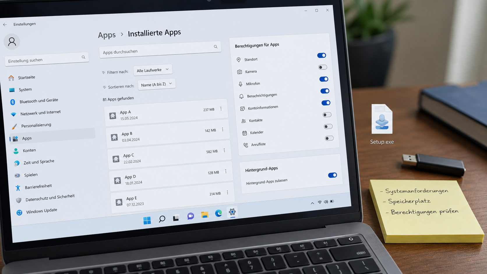 Software-Einstellungen am Laptop prüfen