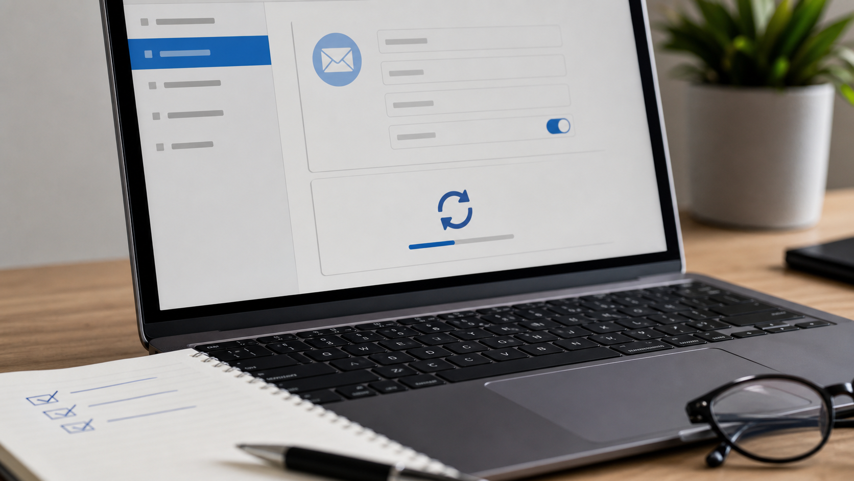 E-Mail-Kontoeinstellungen und Synchronisation am Laptop prüfen