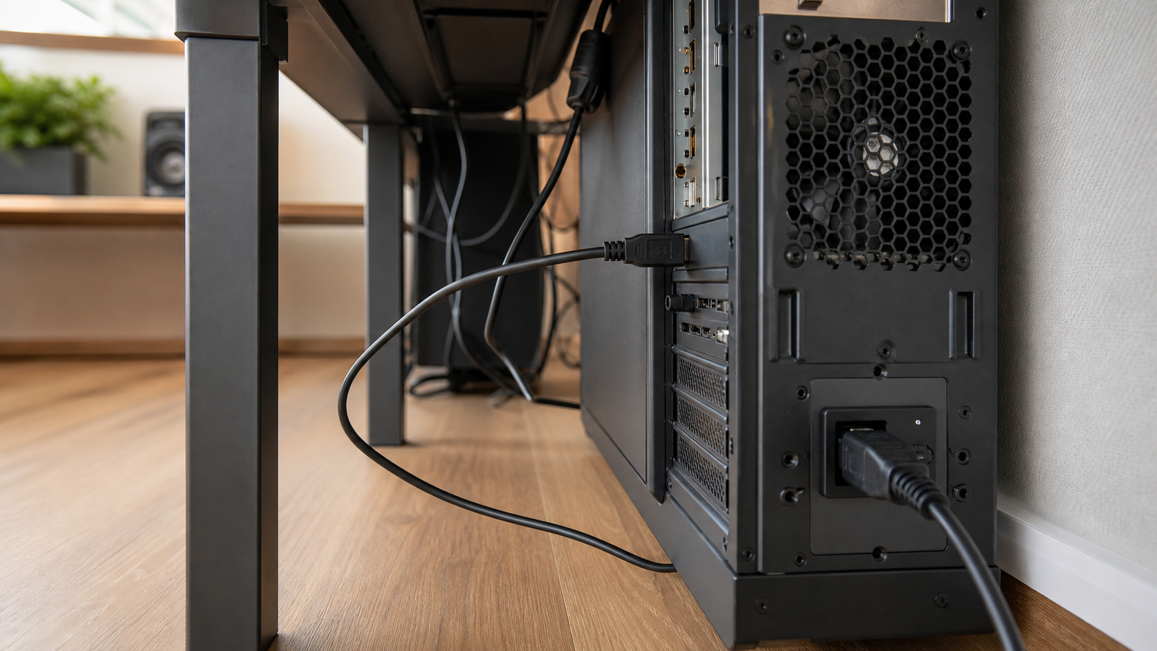 Kabel und Stromversorgung am Desktop-PC sicher prüfen