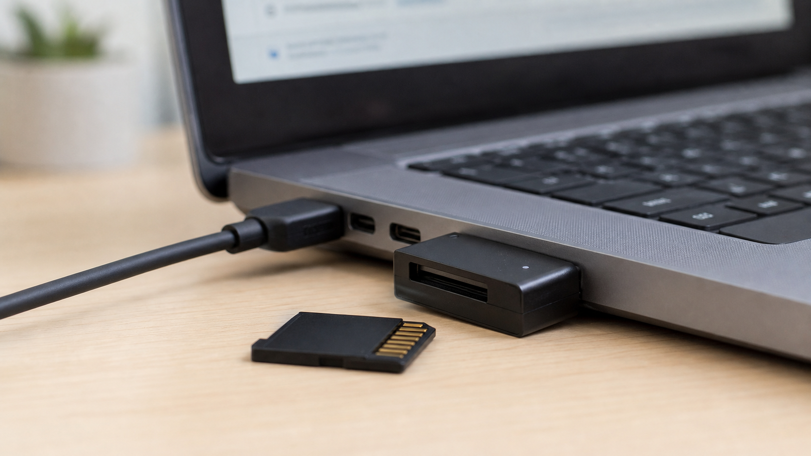 SD-Karte und Kartenleser am Laptop prüfen