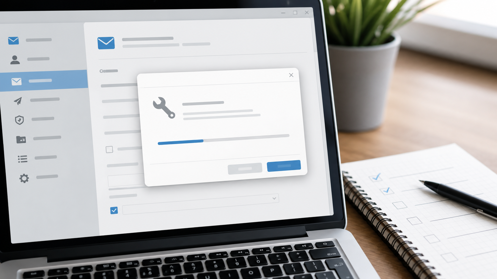 E-Mail-Programm wird über Reparatur- und Kontoeinstellungen geprüft