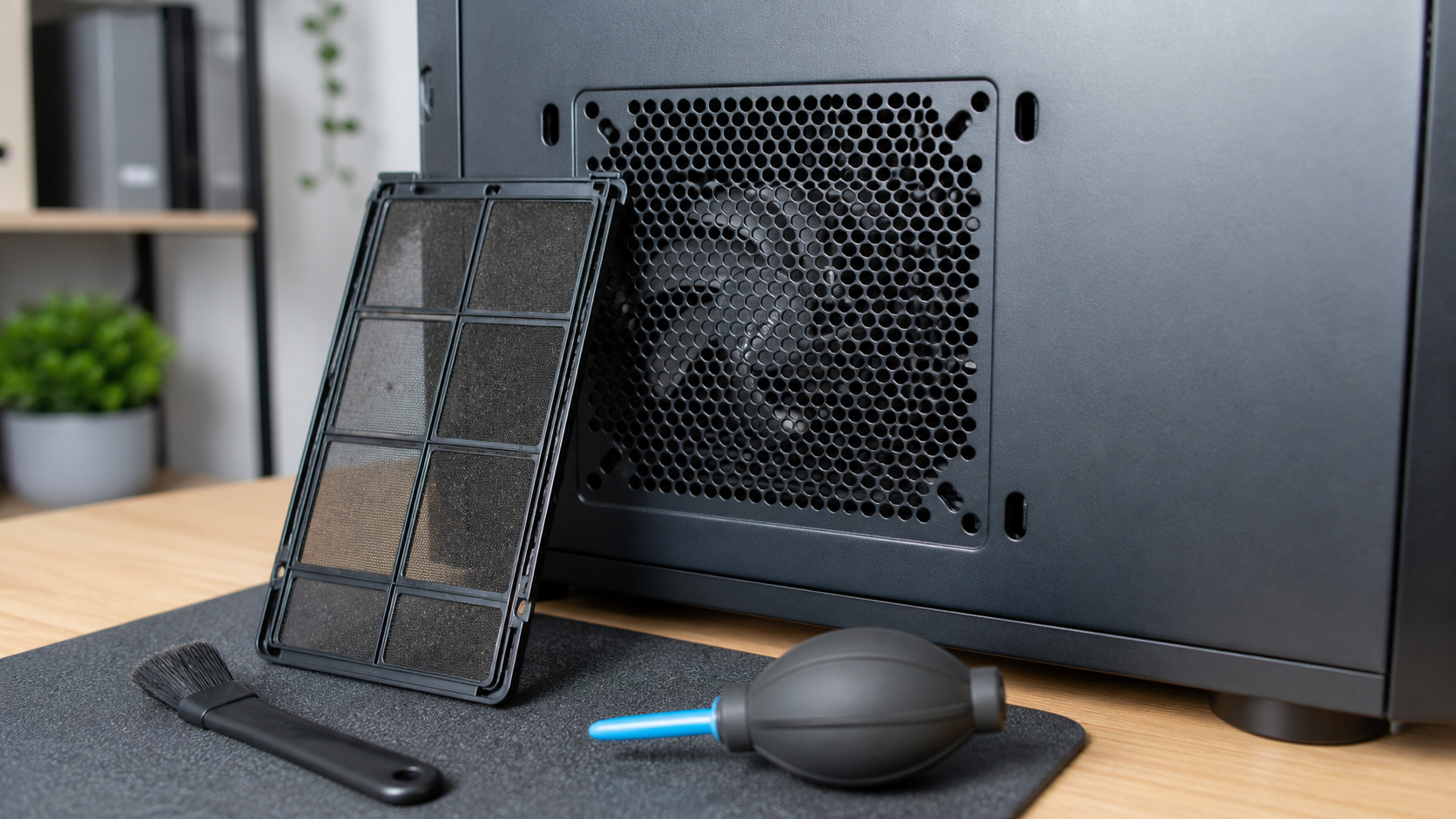 Staubfilter und Lüftung eines Desktop-PCs sicher prüfen